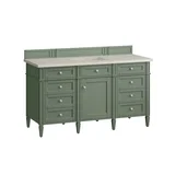Brittany 60" Single Vanity, Smokey Celadon, w/ 3 CM Siberian Silestone Top