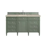 Brittany 60" Single Vanity, Smokey Celadon, w/ 3 CM Tajnar Eclos Top