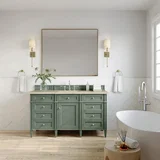 Brittany 60" Single Vanity, Smokey Celadon, w/ 3 CM Tajnar Eclos Top