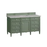 Brittany 60" Single Vanity, Smokey Celadon w/ 3 CM Victorian Silver Top