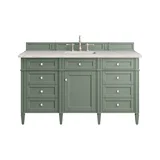 Brittany 60" Single Vanity, Smokey Celadon w/ 3 CM Eternal Jasmine Pearl Top w/FreePower Wireless Charger