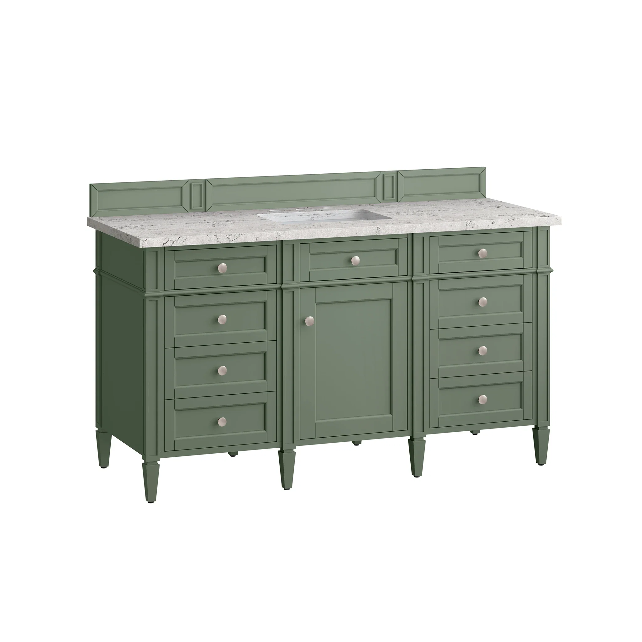 Brittany 60" Single Vanity, Smokey Celadon w/ 3 CM Eternal Jasmine Pearl Top w/FreePower Wireless Charger