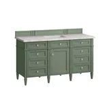 Brittany 60" Single Vanity, Smokey Celadon w/ 3 CM Eternal Jasmine Pearl Top w/FreePower Wireless Charger