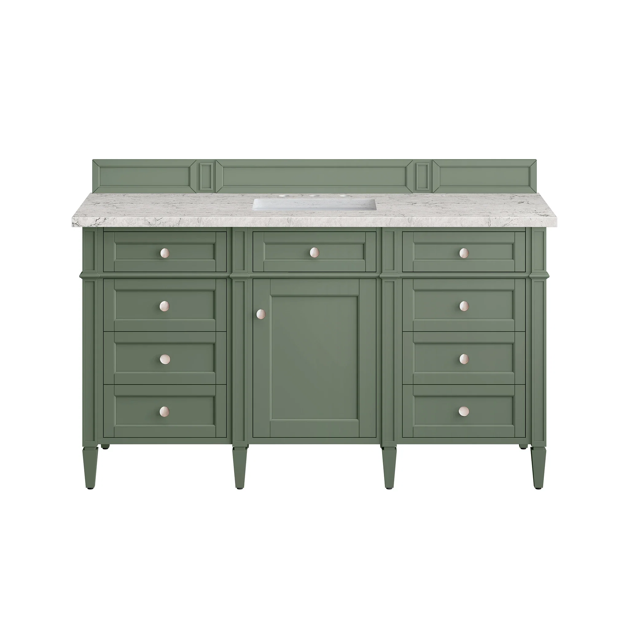 Brittany 60" Single Vanity, Smokey Celadon w/ 3 CM Eternal Jasmine Pearl Top w/FreePower Wireless Charger