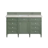 Brittany 60" Single Vanity, Smokey Celadon w/ 3 CM Eternal Jasmine Pearl Top w/FreePower Wireless Charger