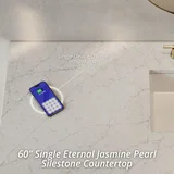 Brittany 60" Single Vanity, Smokey Celadon w/ 3 CM Eternal Jasmine Pearl Top w/FreePower Wireless Charger