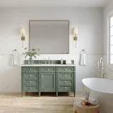 Brittany 60" Single Vanity, Smokey Celadon w/ 3 CM Eternal Jasmine Pearl Top w/FreePower Wireless Charger