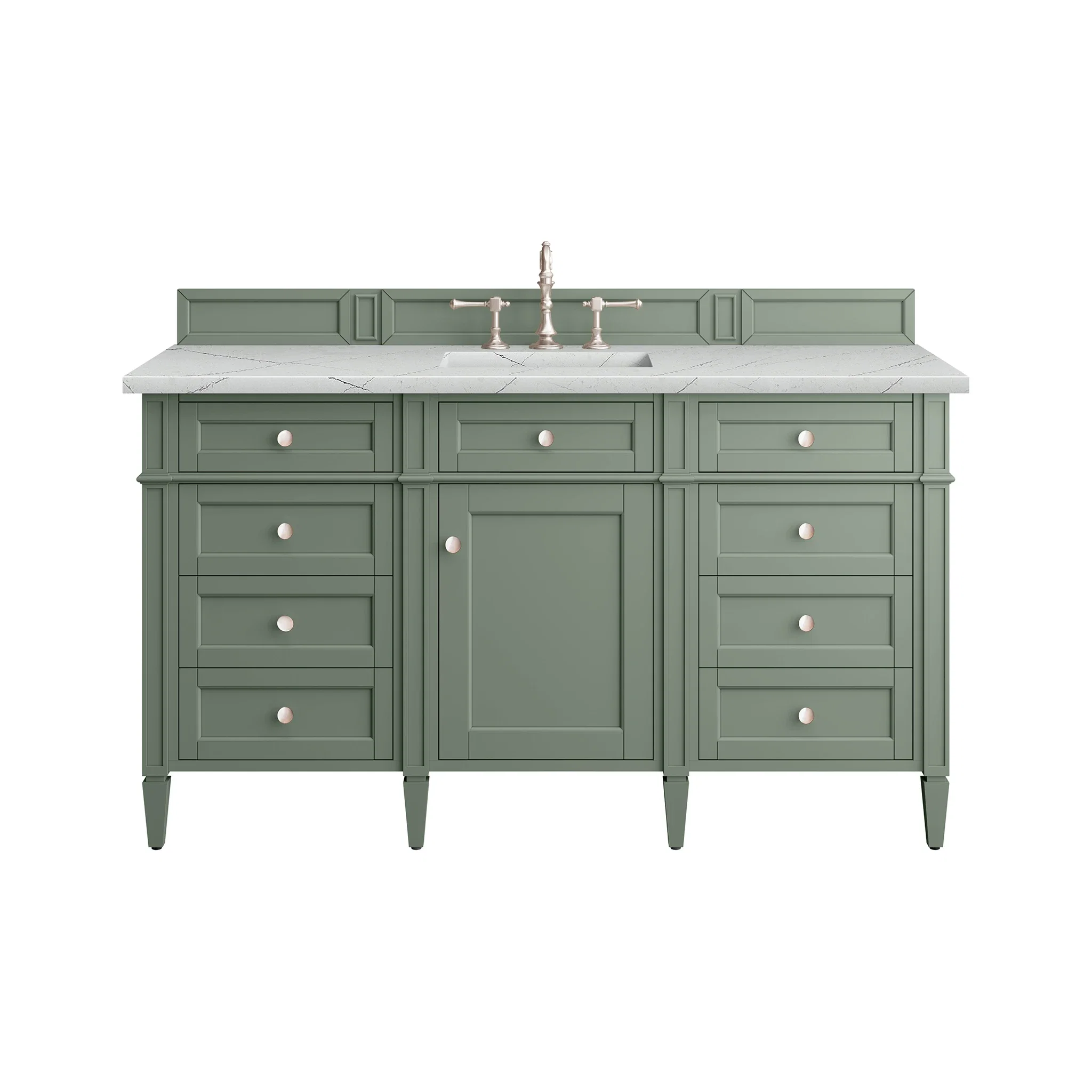 Brittany 60" Single Vanity, Smokey Celadon w/ 3 CM Ethereal Noctis Top w/FreePower Wireless Charger