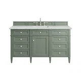 Brittany 60" Single Vanity, Smokey Celadon w/ 3 CM Ethereal Noctis Top w/FreePower Wireless Charger