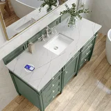 Brittany 60" Single Vanity, Smokey Celadon w/ 3 CM Ethereal Noctis Top w/FreePower Wireless Charger