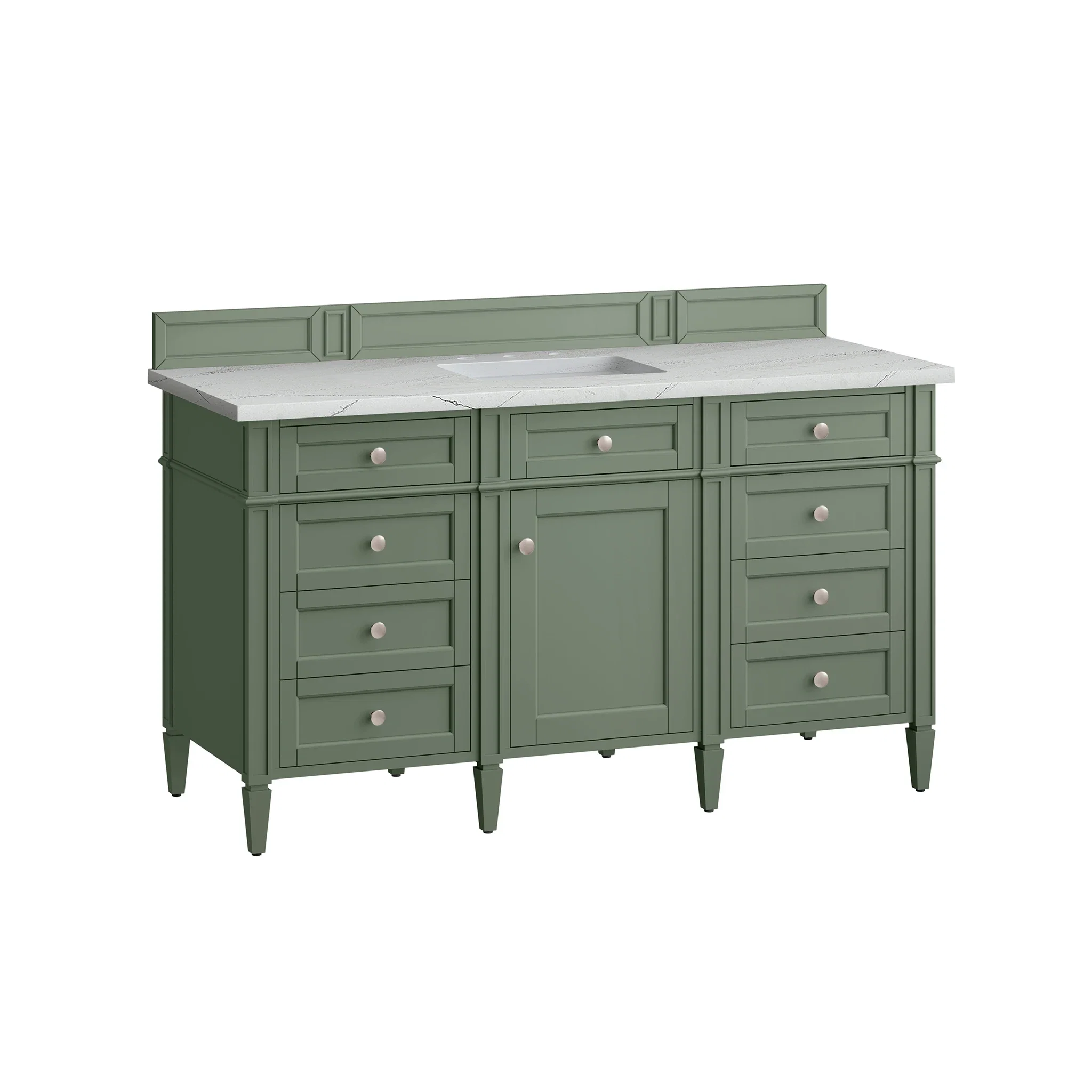 Brittany 60" Single Vanity, Smokey Celadon w/ 3 CM Ethereal Noctis Top w/FreePower Wireless Charger