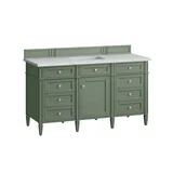 Brittany 60" Single Vanity, Smokey Celadon w/ 3 CM Ethereal Noctis Top w/FreePower Wireless Charger