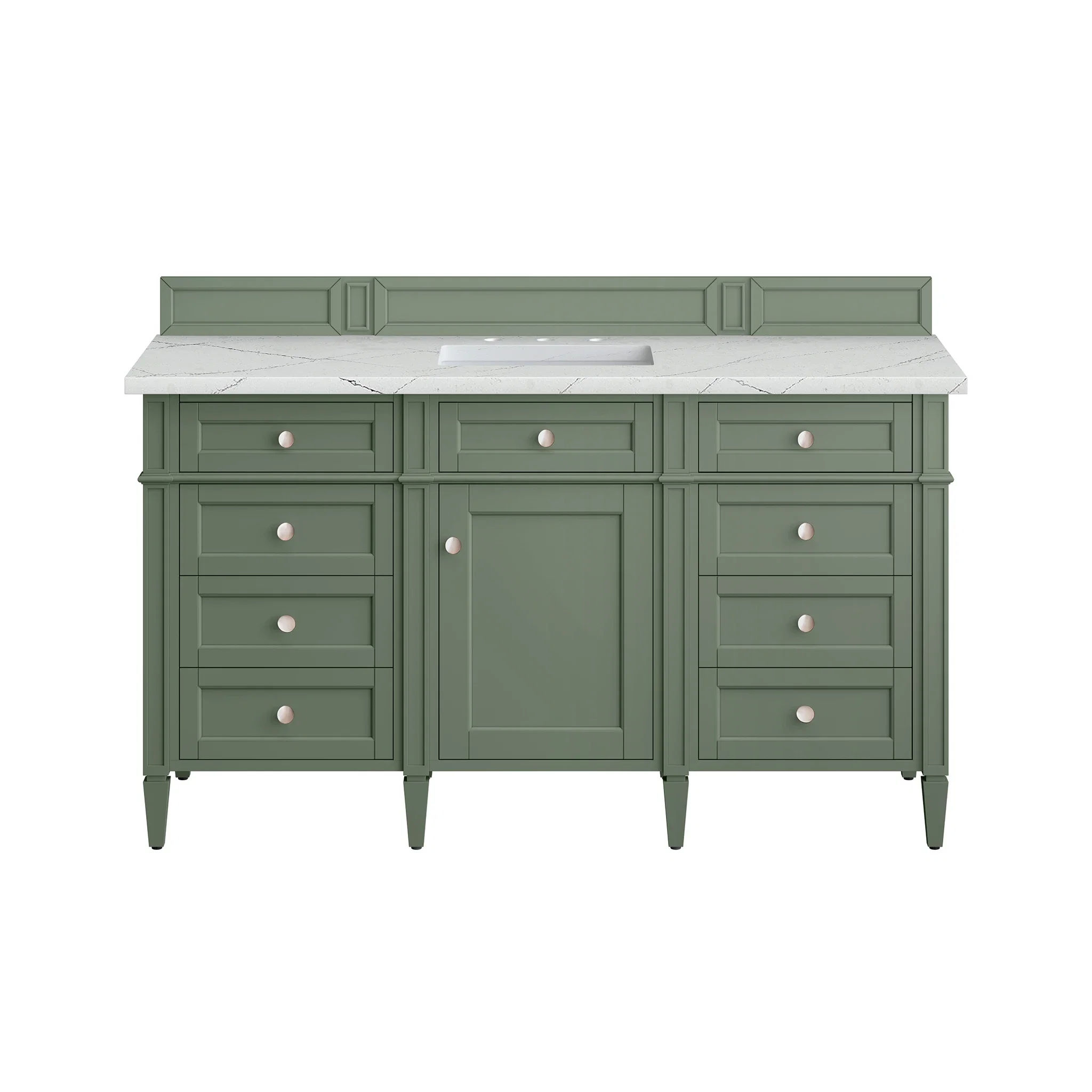 Brittany 60" Single Vanity, Smokey Celadon w/ 3 CM Ethereal Noctis Top w/FreePower Wireless Charger