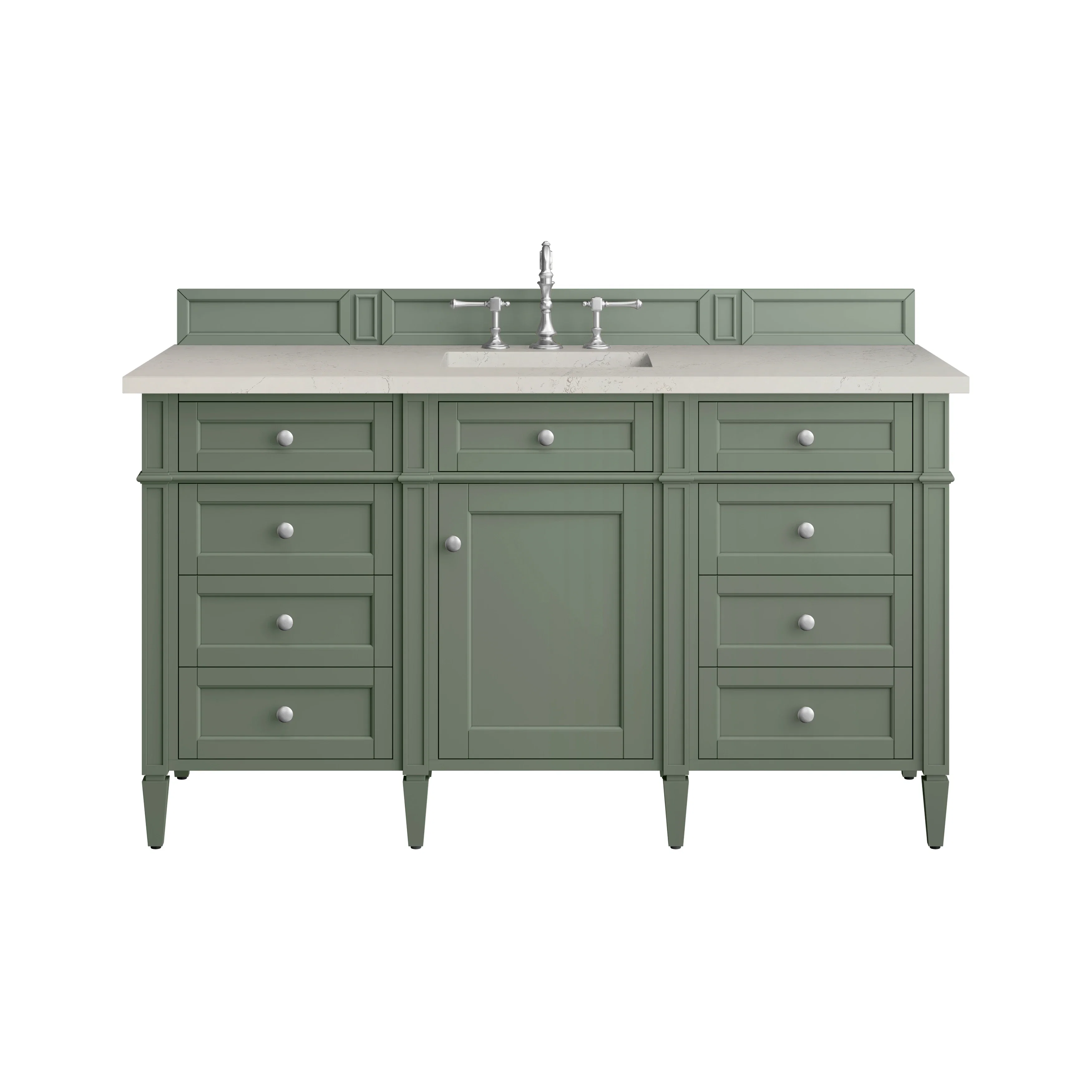 Brittany 60" Single Vanity, Smokey Celadon, w/ 3 CM Siberian Silestone Top w/FreePower Wireless Charger