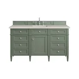Brittany 60" Single Vanity, Smokey Celadon, w/ 3 CM Siberian Silestone Top w/FreePower Wireless Charger