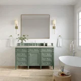 Brittany 60" Single Vanity, Smokey Celadon, w/ 3 CM Siberian Silestone Top w/FreePower Wireless Charger