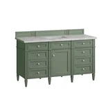 Brittany 60" Single Vanity, Smokey Celadon w/ 3 CM Victorian Silver Top w/FreePower Wireless Charger