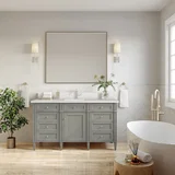 Brittany 60" Single Vanity, Urban Gray w/ Single Hole 3 CM White Zeus Silestone Top & Backsplash