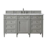 Brittany 60" Single Vanity, Urban Gray w/ 3 CM Carrara Marble Top