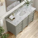 Brittany 60" Single Vanity, Urban Gray w/ 3 CM Carrara Marble Top