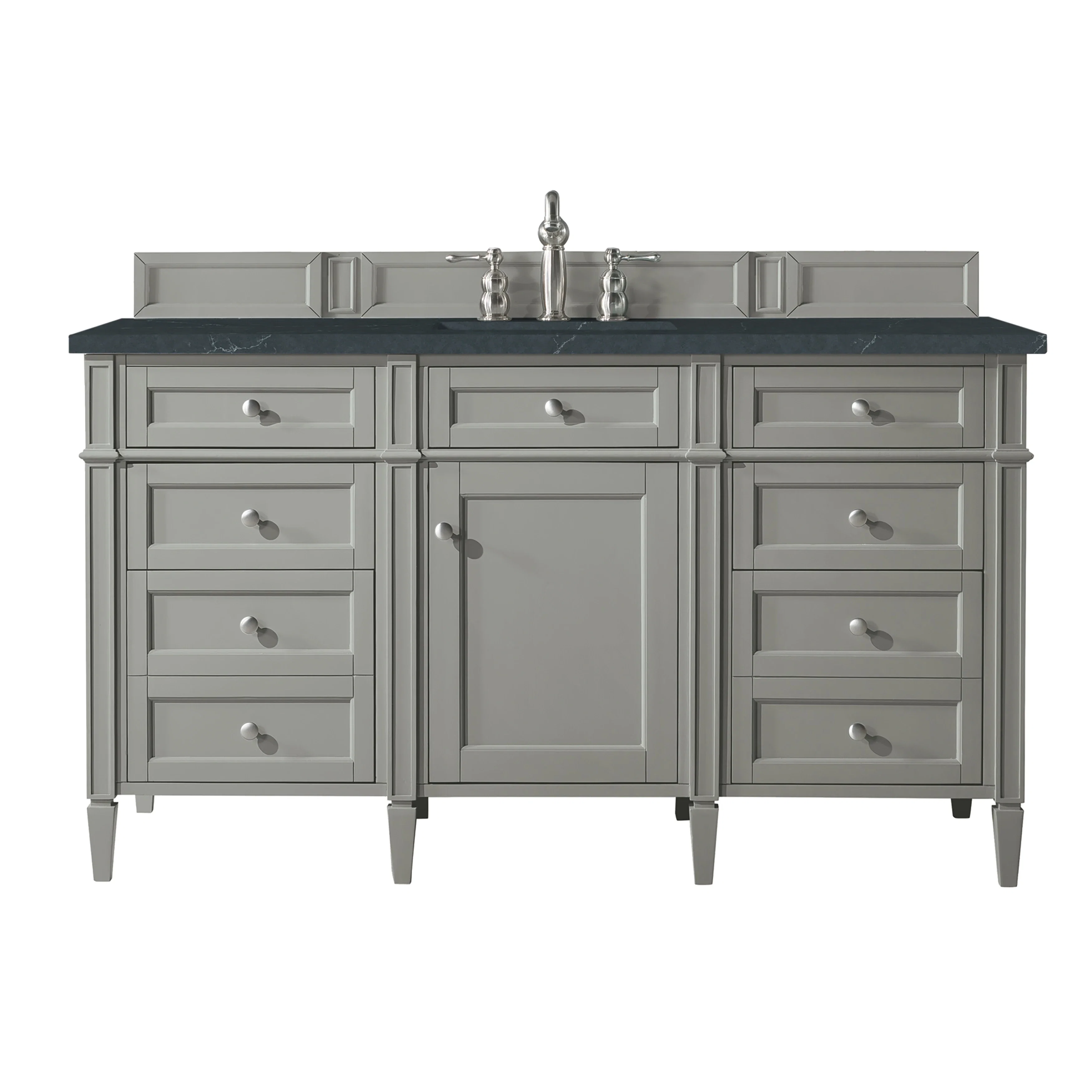 Brittany 60" Single Vanity, Urban Gray w/ 3 CM Charcoal Soapstone Silestone Top