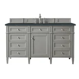Brittany 60" Single Vanity, Urban Gray w/ 3 CM Charcoal Soapstone Silestone Top