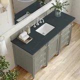 Brittany 60" Single Vanity, Urban Gray w/ 3 CM Charcoal Soapstone Silestone Top