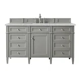 Brittany 60" Single Vanity, Urban Gray w/ 3 CM Eternal Jasmine Pearl Silestone Top