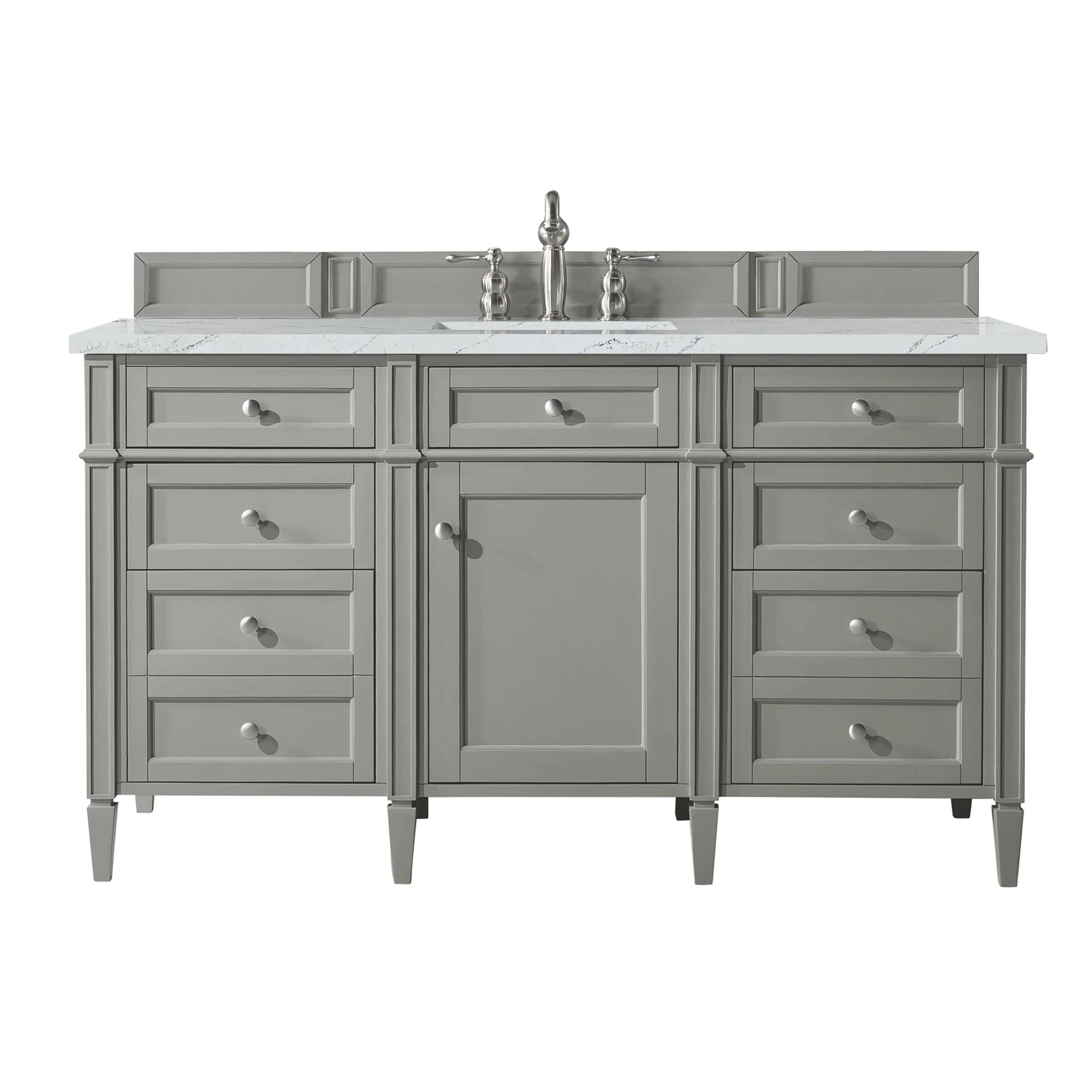Brittany 60" Single Vanity, Urban Gray w/ 3 CM Ethereal Noctis Silestone Top