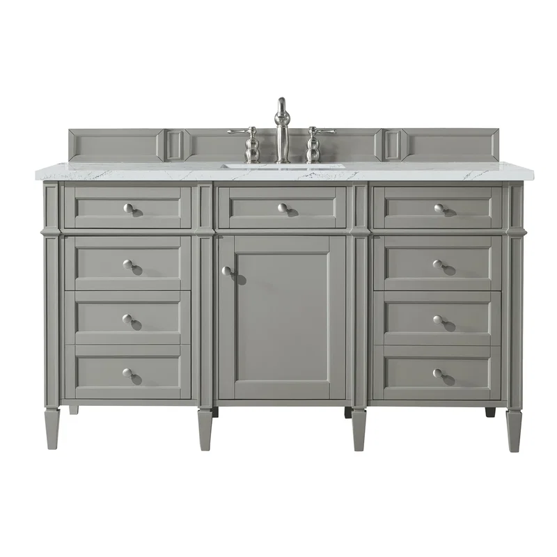 Brittany 60" Single Vanity, Urban Gray w/ 3 CM Ethereal Noctis Silestone Top