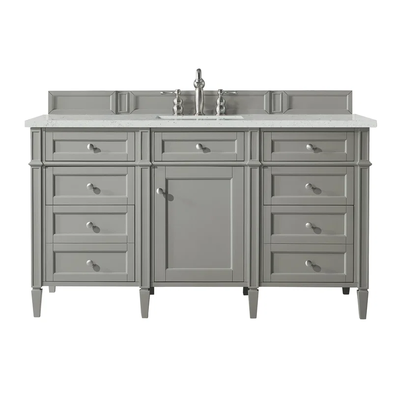 Brittany 60" Single Vanity, Urban Gray w/ 3 CM Lime Delight Silestone Top