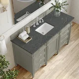 Brittany 60" Single Vanity, Urban Gray w/ 3 CM Parisien Bleu Silestone Top