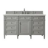 Brittany 60" Single Vanity, Urban Gray, w/ 3 CM Siberian Silestone Top