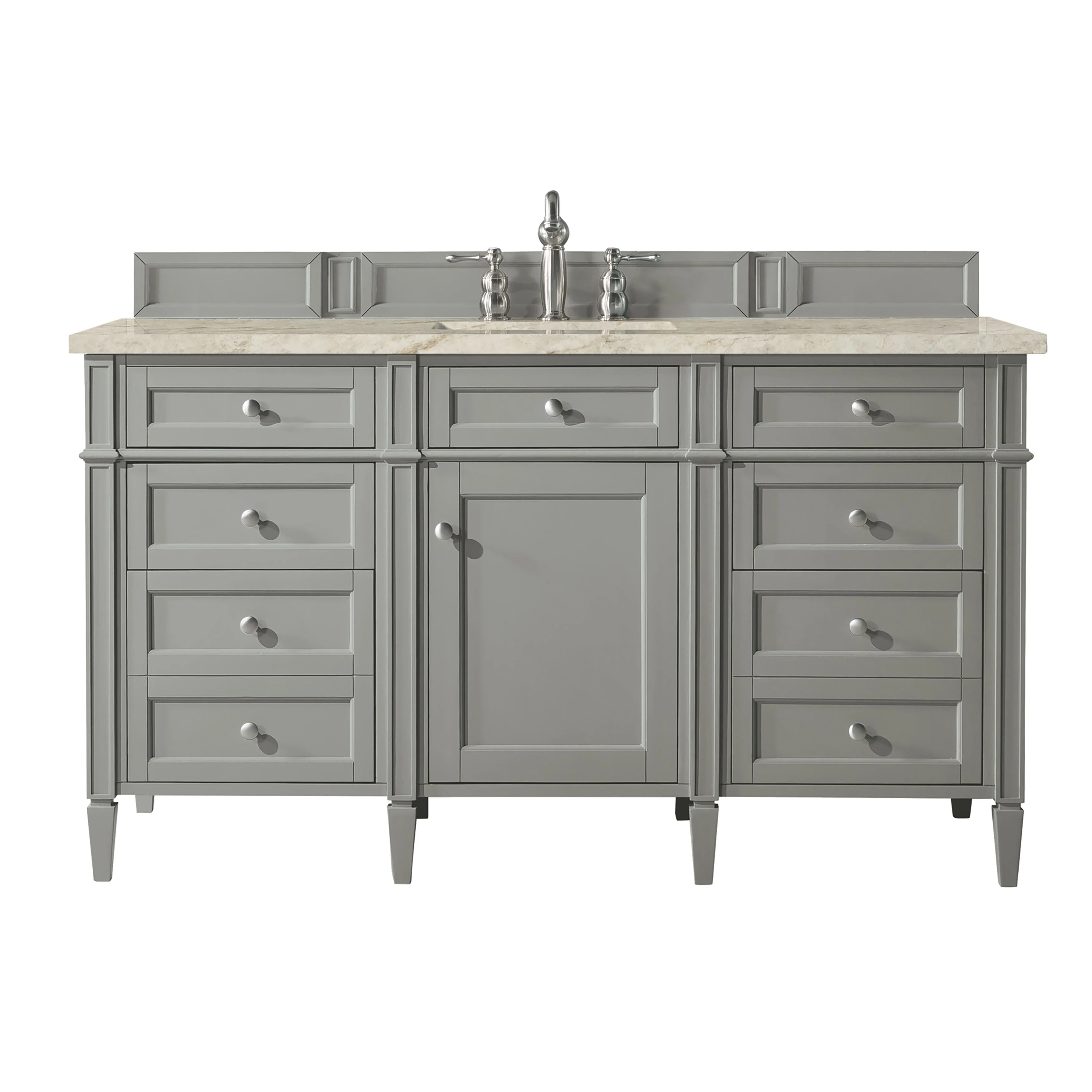 Brittany 60" Single Vanity, Urban Gray, w/ 3 CM Tajnar Eclos Top