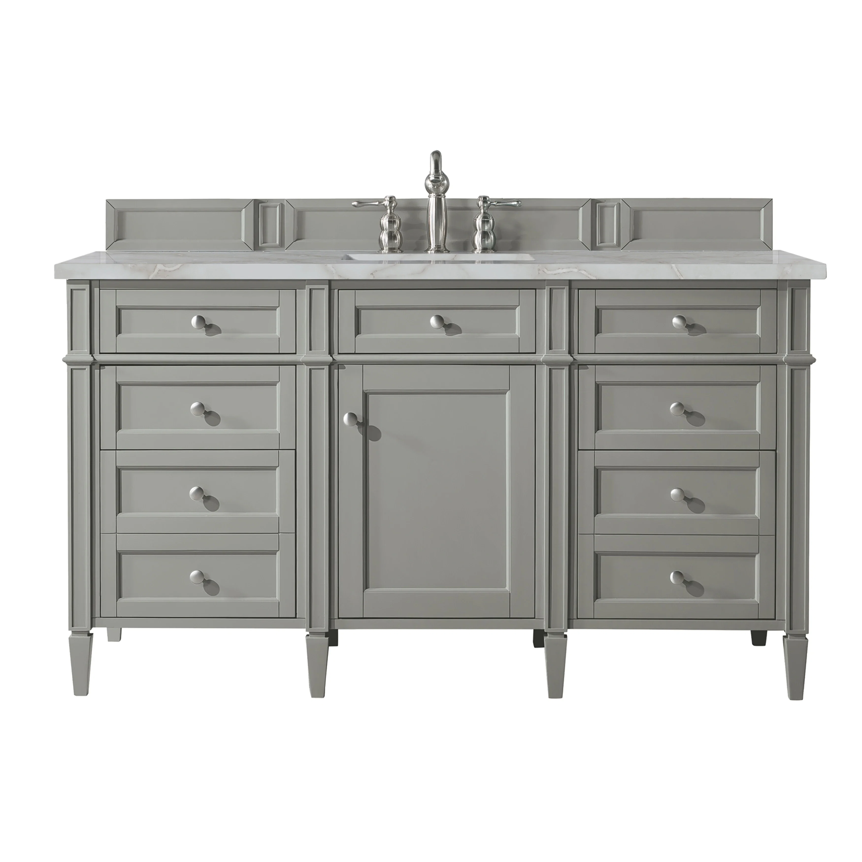 Brittany 60" Single Vanity, Urban Gray w/ 3 CM Victorian Silver Silestone Top