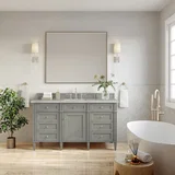 Brittany 60" Single Vanity, Urban Gray w/ 3 CM Victorian Silver Silestone Top