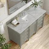 Brittany 60" Single Vanity, Urban Gray w/ 3 CM Victorian Silver Silestone Top