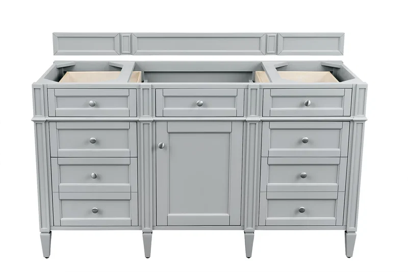 Brittany 60" Single Vanity, Urban Gray w/ 3 CM White Zeus Silestone Top