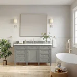 Brittany 60" Single Vanity, Urban Gray w/ 3 CM White Zeus Silestone Top