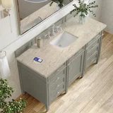 Brittany 60" Single Vanity, Urban Gray, w/ 3 CM Tajnar Eclos Top w/FreePower Wireless Charger
