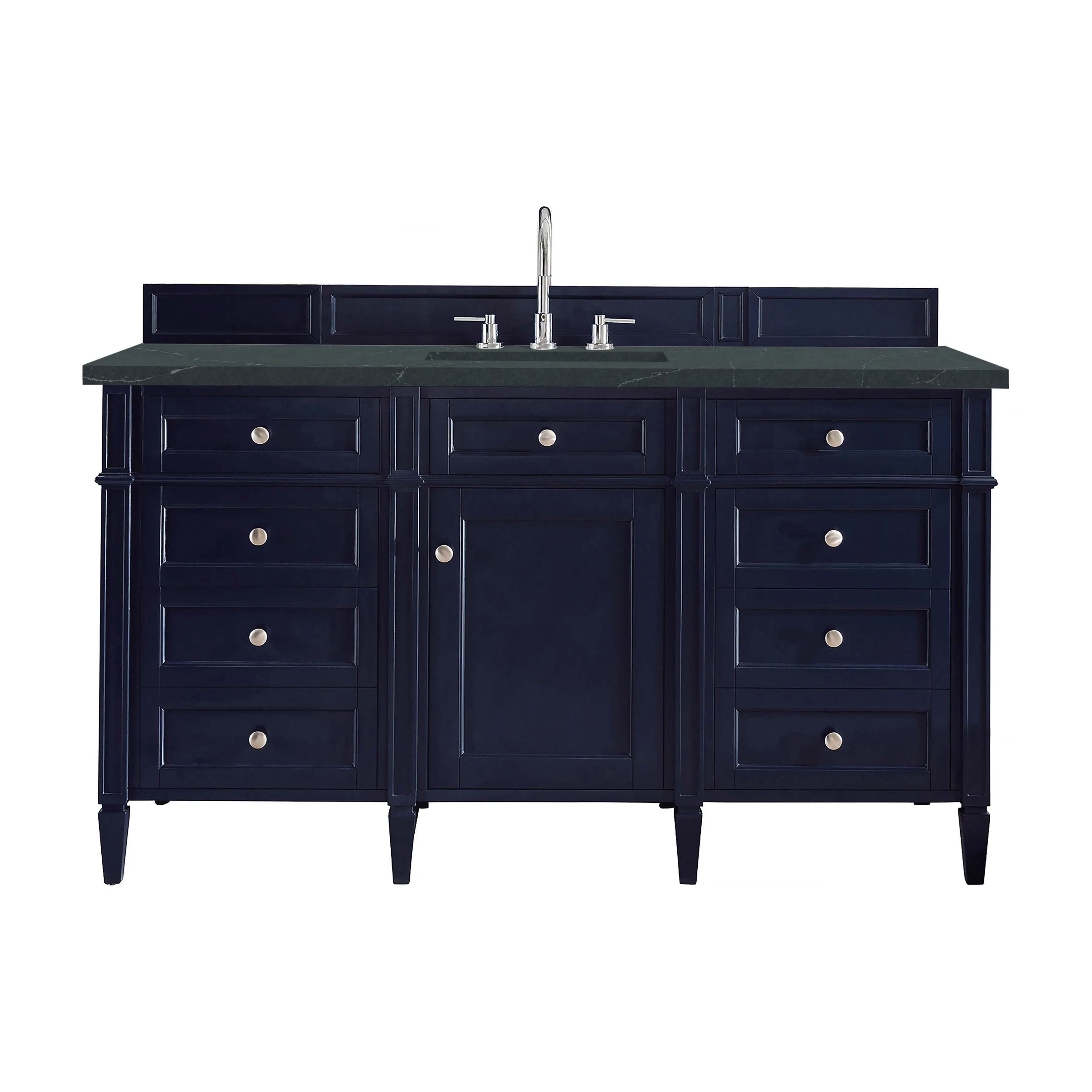Brittany 60" Single Vanity, Victory Blue w/ 3 CM Charcoal Soapstone Silestone Top