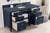 Brittany 60" Single Vanity, Victory Blue w/ 3 CM Charcoal Soapstone Silestone Top