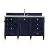 Brittany 60" Single Vanity, Victory Blue w/ 3 CM Eternal Jasmine Pearl Silestone Top