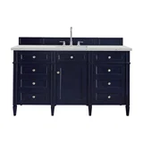 Brittany 60" Single Vanity, Victory Blue w/ 3 CM Ethereal Noctis Silestone Top