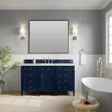 Brittany 60" Single Vanity, Victory Blue w/ 3 CM Ethereal Noctis Silestone Top