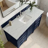 Brittany 60" Single Vanity, Victory Blue w/ 3 CM Ethereal Noctis Silestone Top
