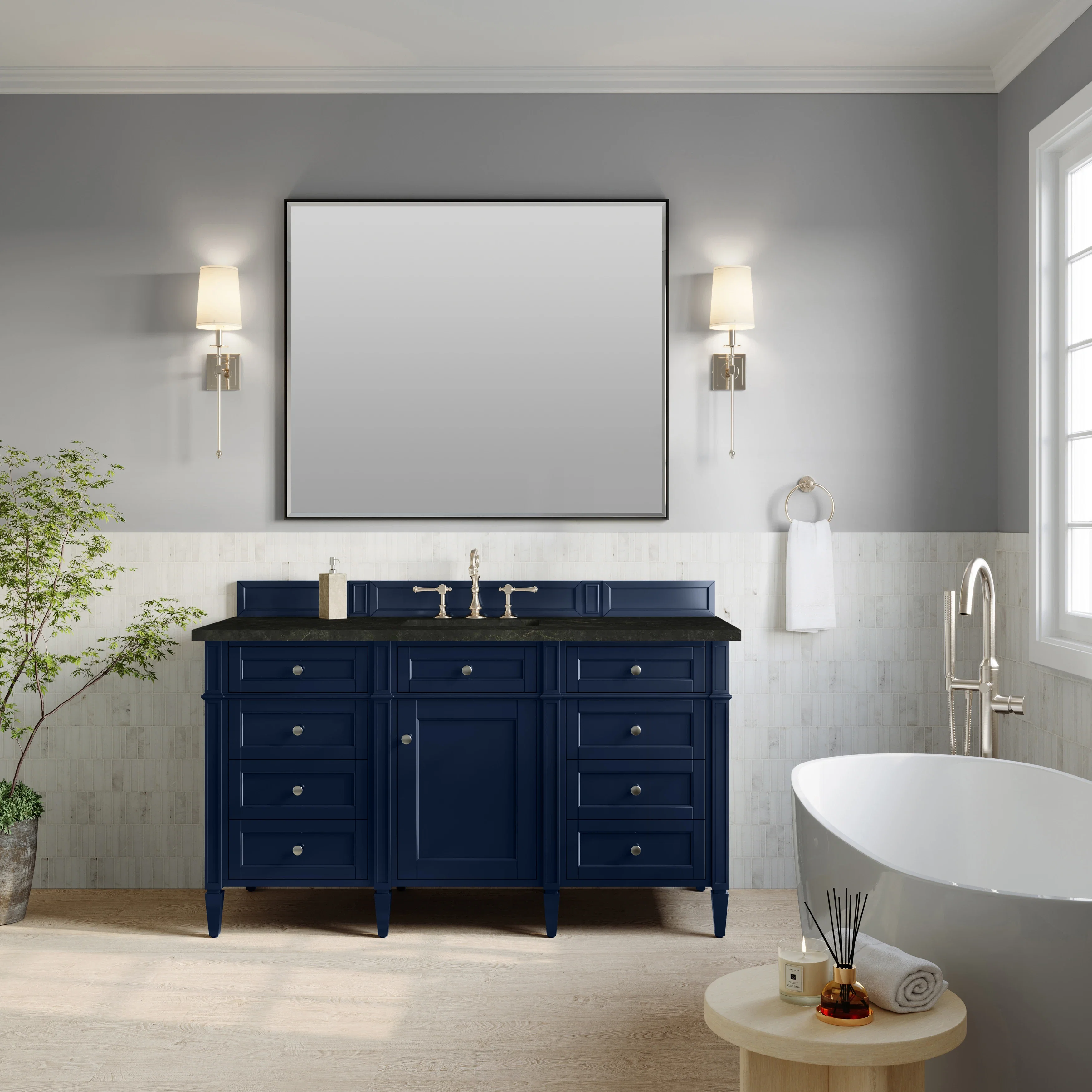 Brittany 60" Single Vanity, Victory Blue, w/ 3 CM Phantome Eclos Top