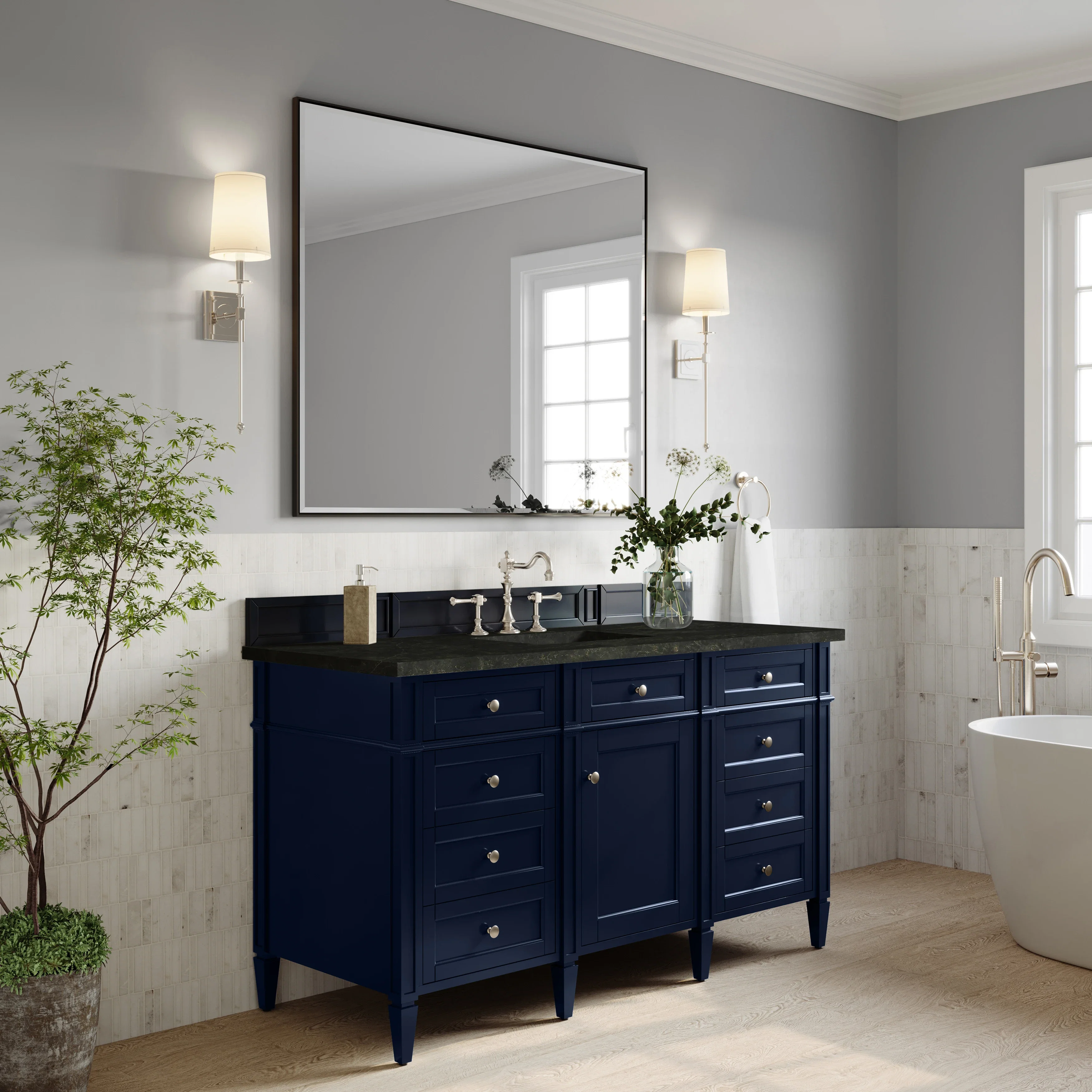 Brittany 60" Single Vanity, Victory Blue, w/ 3 CM Phantome Eclos Top