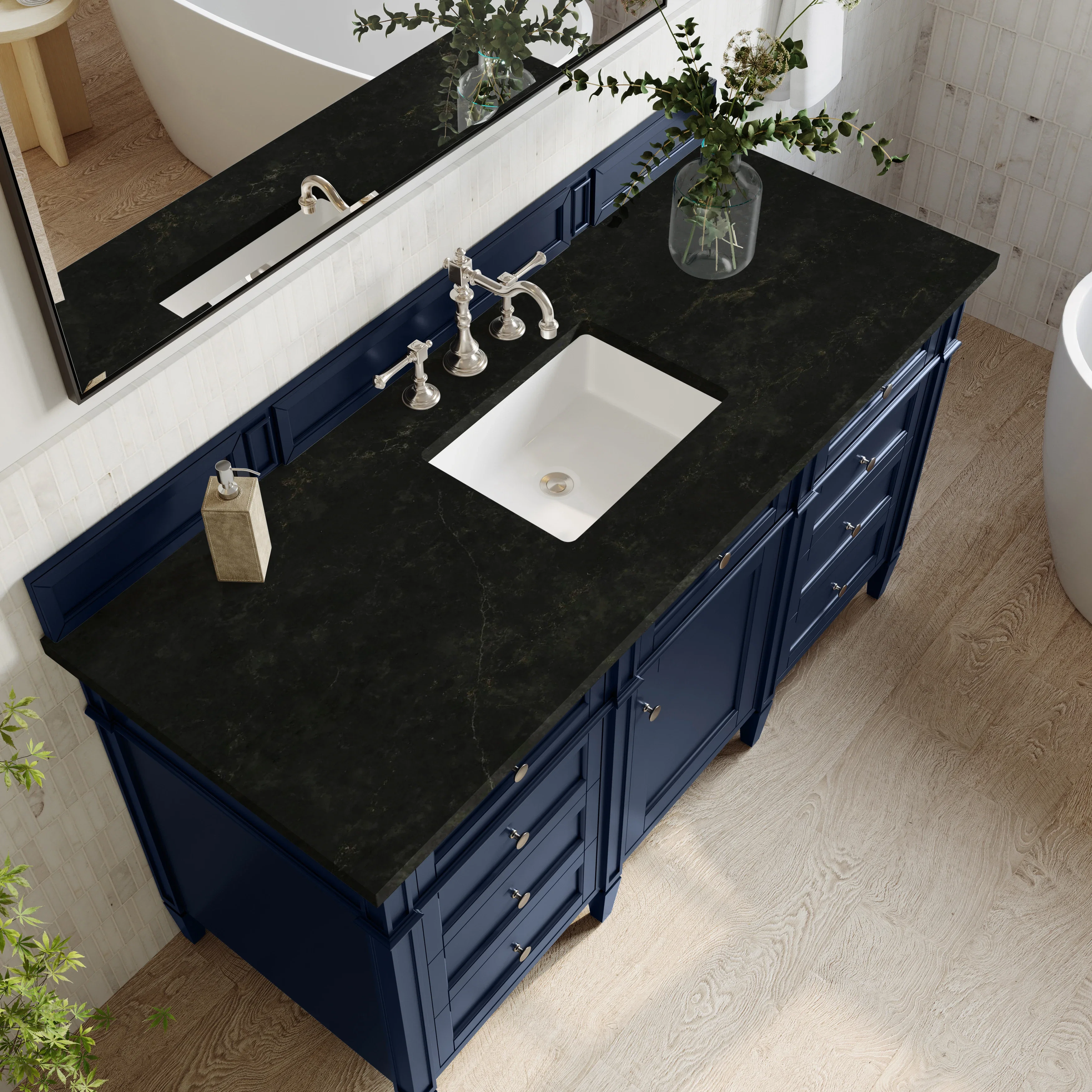 Brittany 60" Single Vanity, Victory Blue, w/ 3 CM Phantome Eclos Top