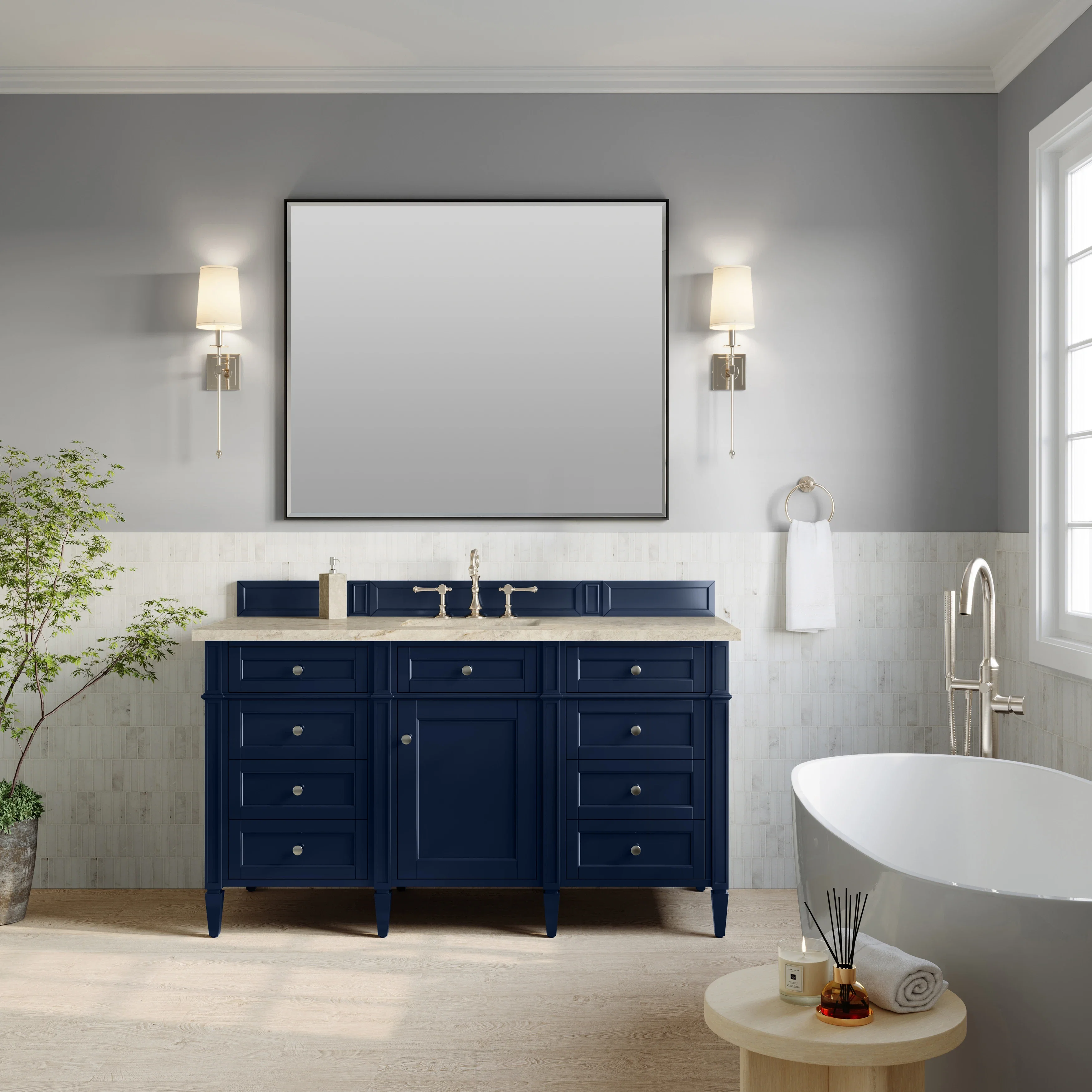 Brittany 60" Single Vanity, Victory Blue, w/ 3 CM Tajnar Eclos Top